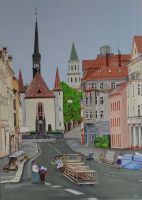 Äussereweberstrasse Zittau Ölgemälde (50x70) virtual art gallery Affeere