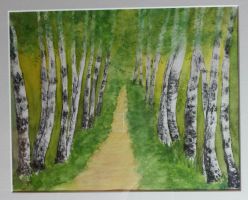 Birkenweg aquarell, virtual art gallery Affeere 