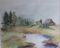 Im Gebirge aquarell, virtual art gallery Affeere