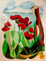 Mohn acryl virtual art galerie Affeere