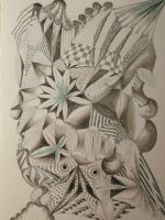 Malen nach Punkten Kohlestift virtual art galerie Affeere